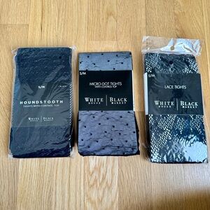 3 WHBM White House Black Market Lace Tights S/M Control Top